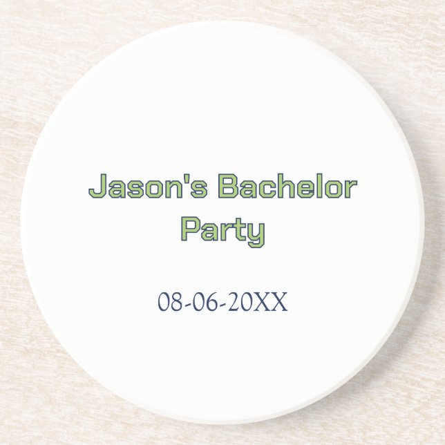 Bachelor party name date simple minimal best man  coaster (Front)