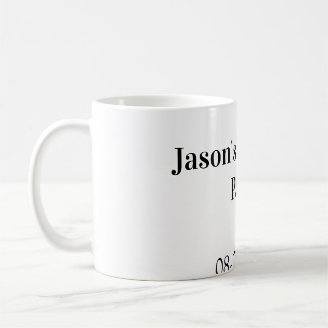 Bachelor party name date simple minimal best man  coffee mug (Left)