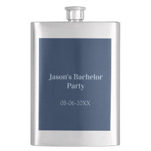 Bachelor party name date simple minimal best man hip flask