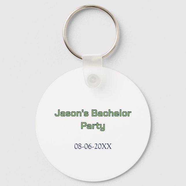 Bachelor party name date simple minimal best man  key ring (Front)
