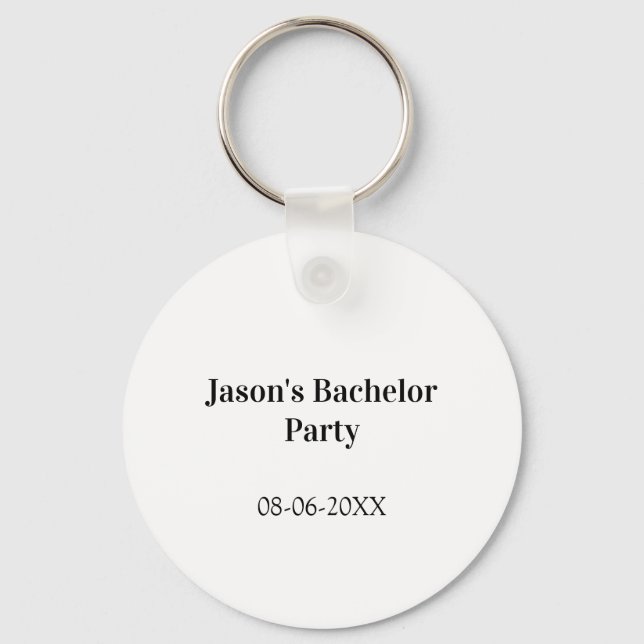 Bachelor party name date simple minimal best man  key ring (Front)