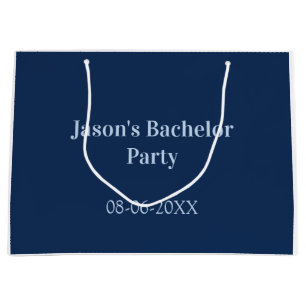 Bachelor party name date simple minimal best man  large gift bag