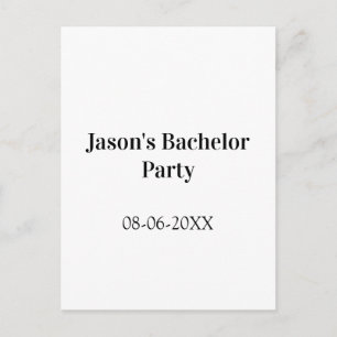 Bachelor party name date simple minimal best man postcard