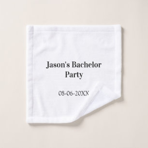 Bachelor party name date simple minimal best man  wash cloth