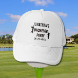 Bachelor Party Name Date Trucker Hat<br><div class="desc">An appropriate gift in so many ways for a bachelor party.  If you have any design questions or a special request,  please send a chat or an email to: charmdesignstudio@rcn.com and we'll be delighted to assist.</div>