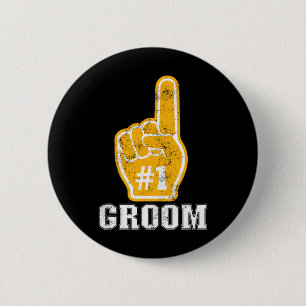 Bachelor Party Orange Foam Finger Groom 1 6 Cm Round Badge