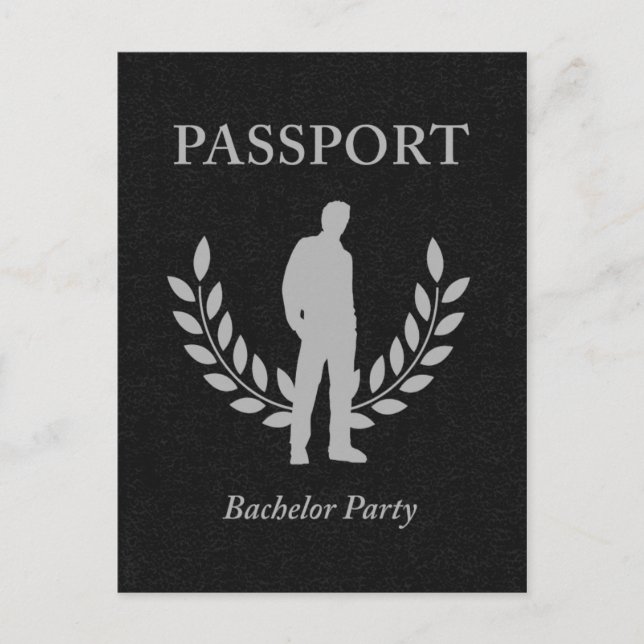 bachelor party passport invitation postcard (Front)