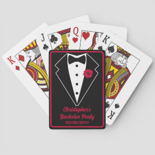 Bachelor Party Poker Black Tuxedo Red Rose  Playing Cards
