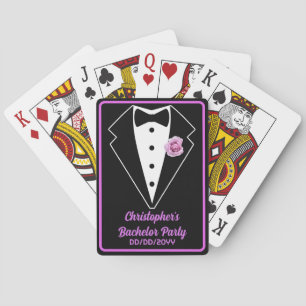 Bachelor Party Poker Night Black Tux Lavender  Playing Cards