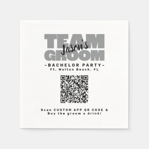 Bachelor Party QR Code Buy Drink Team Groom Brews Napkin
