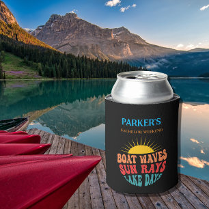 Bachelor Party Retro Sun Black  Can Cooler