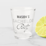 Bachelor Party Shot Glass Favours<br><div class="desc">Get the party started with these personalised bachelor party shot glasses! These make a great favour for all the guys that join in the bachelor party weekend! Easily edit the name!

Check out the entire Bachelor Party collection for more matching items!</div>