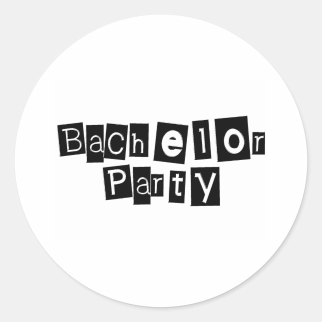 Bachelor Party (Sq Blk) Classic Round Sticker (Front)