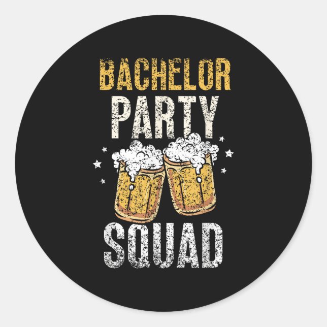 Bachelor Party Squad Bride Groom Team _4  Classic Round Sticker (Front)