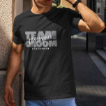 Bachelor Party Team Groom Custom Groomsman Name T-Shirt<br><div class="desc">Custom design for your bachelor party features "TEAM GROOM" in bold light grey type. Customise groomsman's name in coordinating crisp white script. Title or custom text is featured below. Design is placed on the front. All colours in this design are customisable in the Zazzle design tool area! Message with questions...</div>
