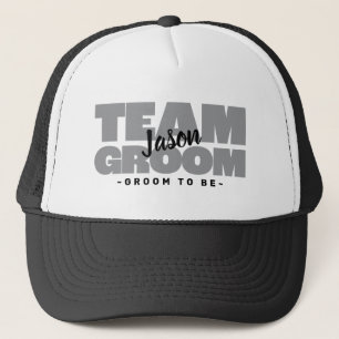 Bachelor Party Team Groom Name Grey Trucker Hat