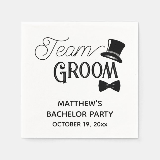 Bachelor Party Team Groom Wedding Napkin (Front)