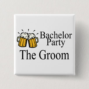 Bachelor Party The Groom 15 Cm Square Badge