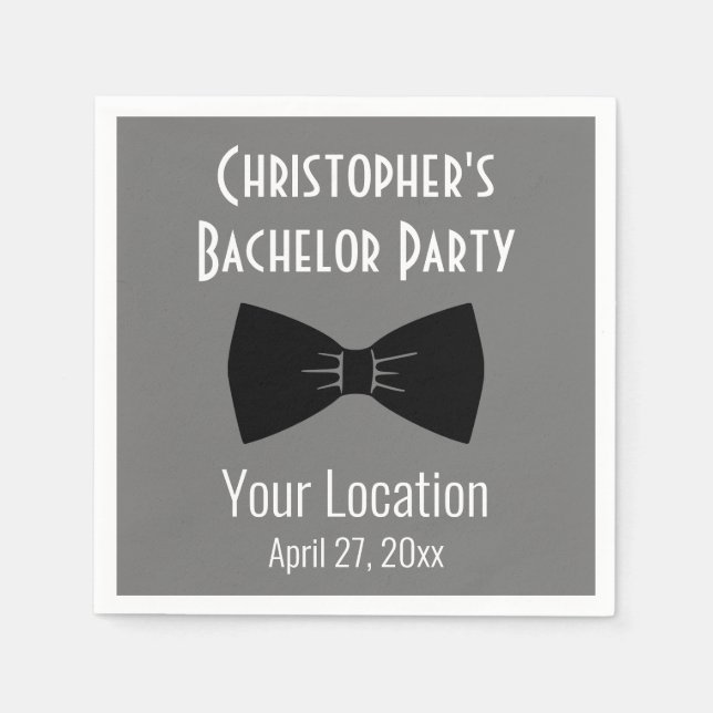 Bachelor Party Tuxedo Bow Tie Wedding Napkin (Front)