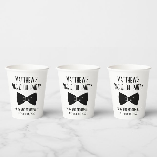 Bachelor Party Tuxedo Bow Tie Wedding Paper Cups (Multi)