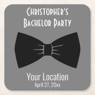 Bachelor Party Tuxedo Bow Tie Wedding Square Paper Coaster
