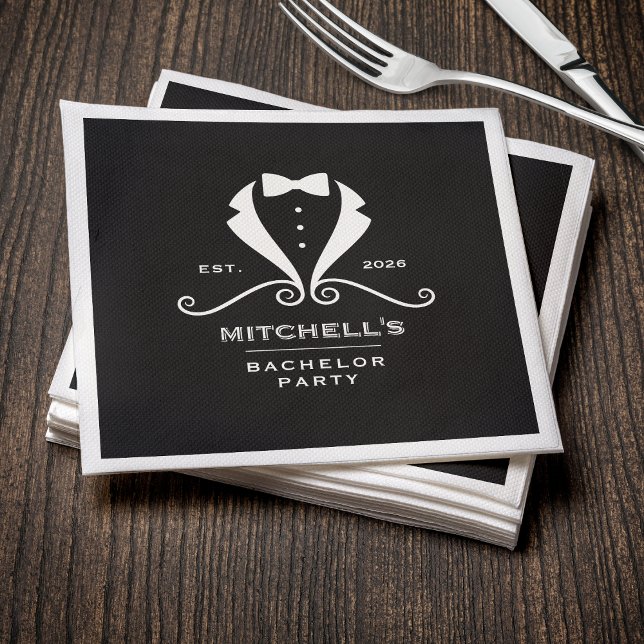 Bachelor Party Tuxedo Suit Bowtie Black Wedding Napkin (Bachelor Party Tuxedo Suit Bowtie Black Wedding Napkins
)