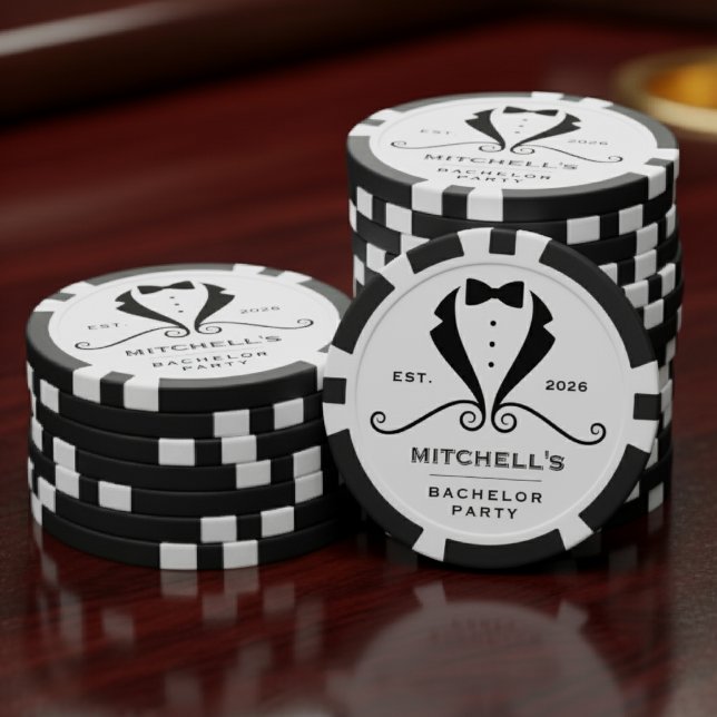 Bachelor Party Tuxedo Suit Bowtie White Wedding Poker Chips (Bachelor Party Tuxedo Suit Bowtie White Wedding Poker Chips
)