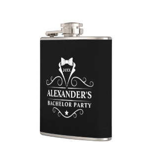 Bachelor Party Tuxedo Tie Black  Hip Flask