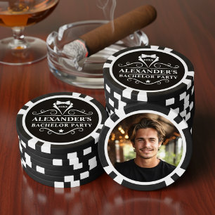Bachelor Party Tuxedo Tie Photo Black Poker Chips