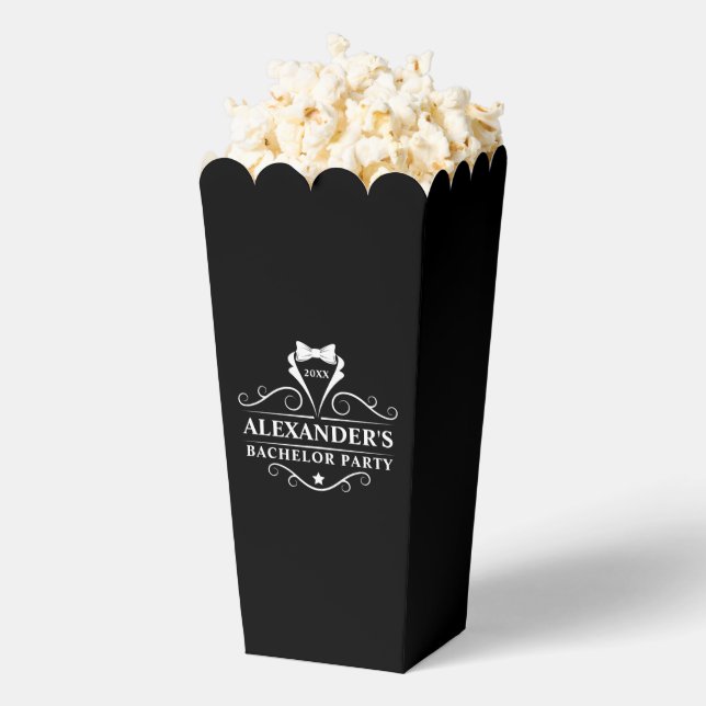 Bachelor Party Tuxedo Tie Snacks and Popcorn Favour Box (Popped)