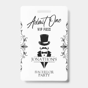 Bachelor Party Vintage Tuxedo VIP ID Badge