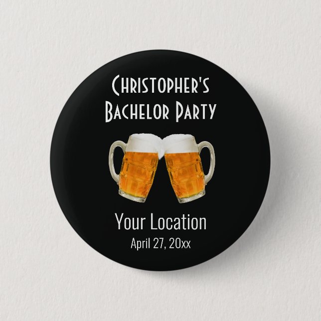 Bachelor Party Wedding Beer Cheers 6 Cm Round Badge (Front)