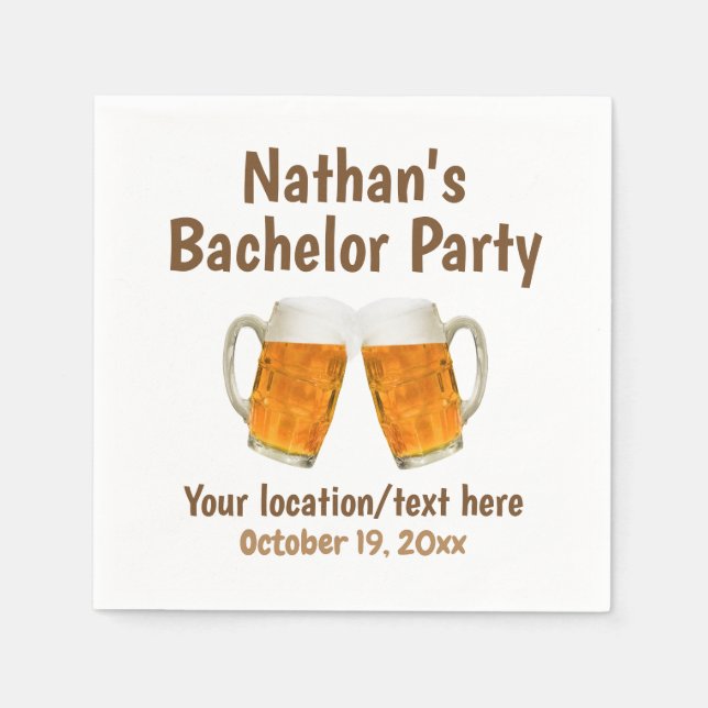 Bachelor Party Wedding Beer Cheers Napkin (Front)