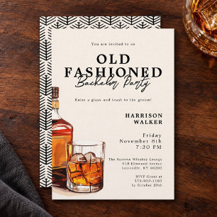 Bachelor Party Whiskey Theme Old Fashioned Elegant Invitation