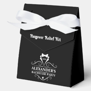 Bachelor Party White Tuxedo Tie Hangover Black Favour Box