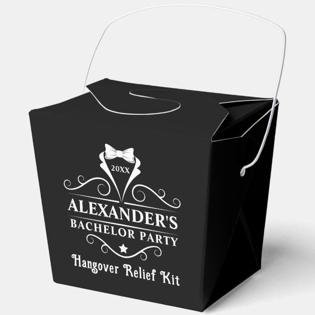 Bachelor Party White Tuxedo Tie Hangover Favour Box (Front)