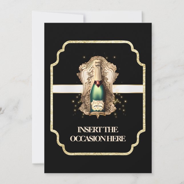 Bachelor retirement birthday sparkling wine white invitation (Front)