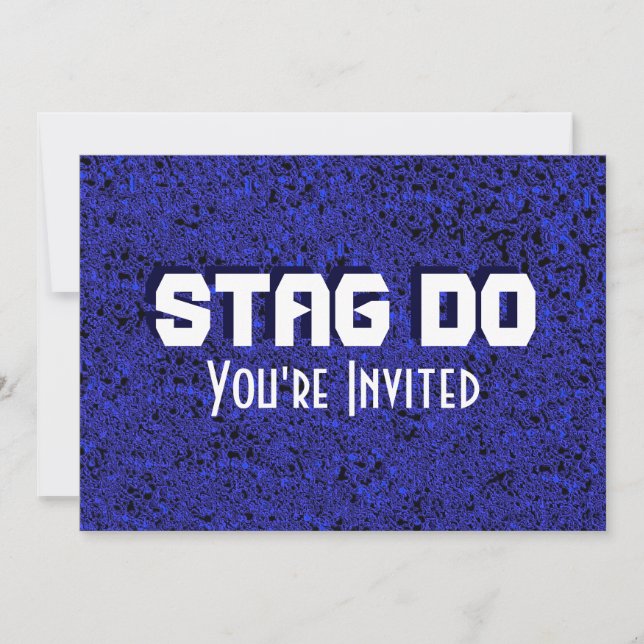 Bachelor Stag Party blue textured invite (Front)