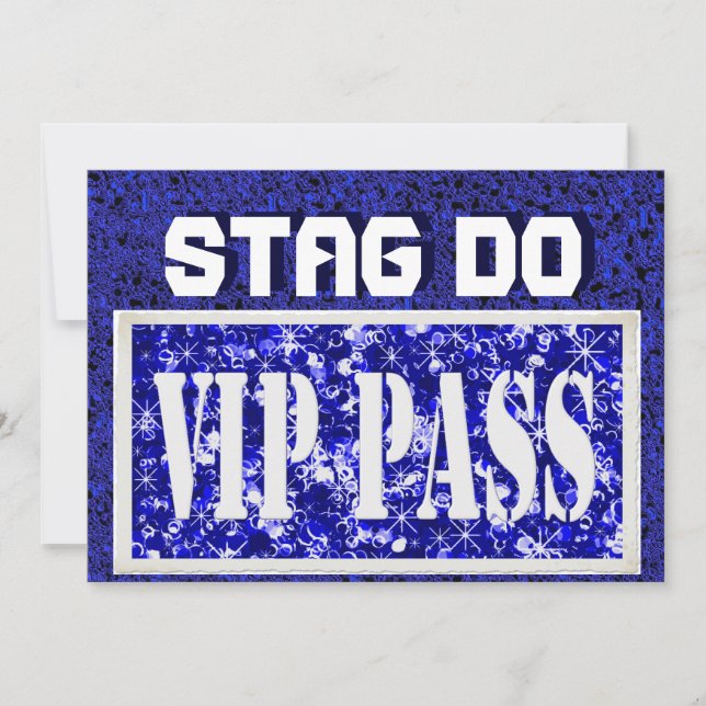 Bachelor Stag Party blue VIP invite (Front)