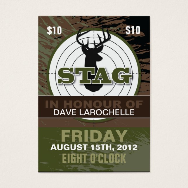 Bachelor / Stag Tickets (Front)