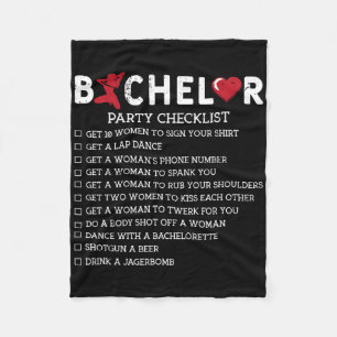 Bachelor Supplies Party Checklist Groom Groomsmen  Fleece Blanket