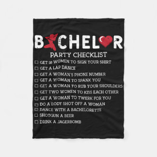 Bachelor Supplies Party Checklist Groom Groomsmen  Fleece Blanket