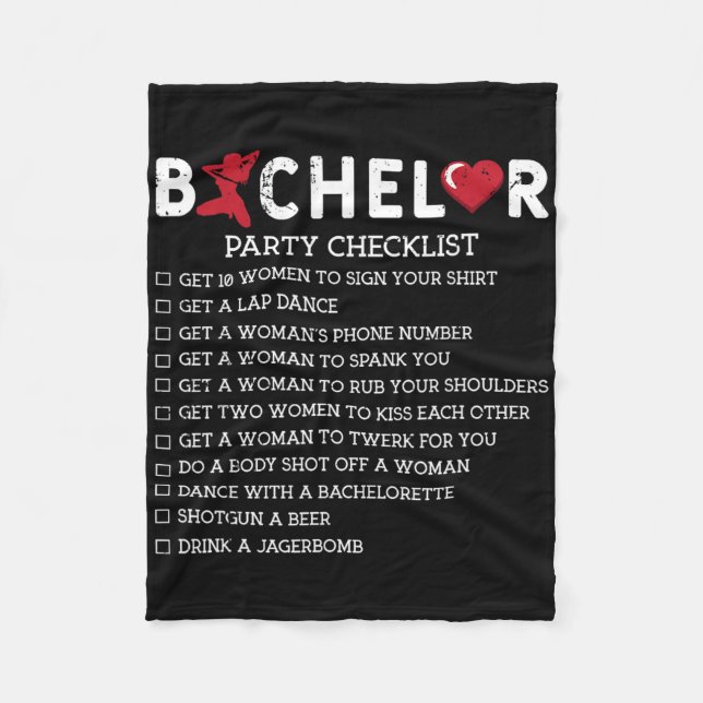 Bachelor Supplies Party Checklist Groom Groomsmen  Fleece Blanket (Front)