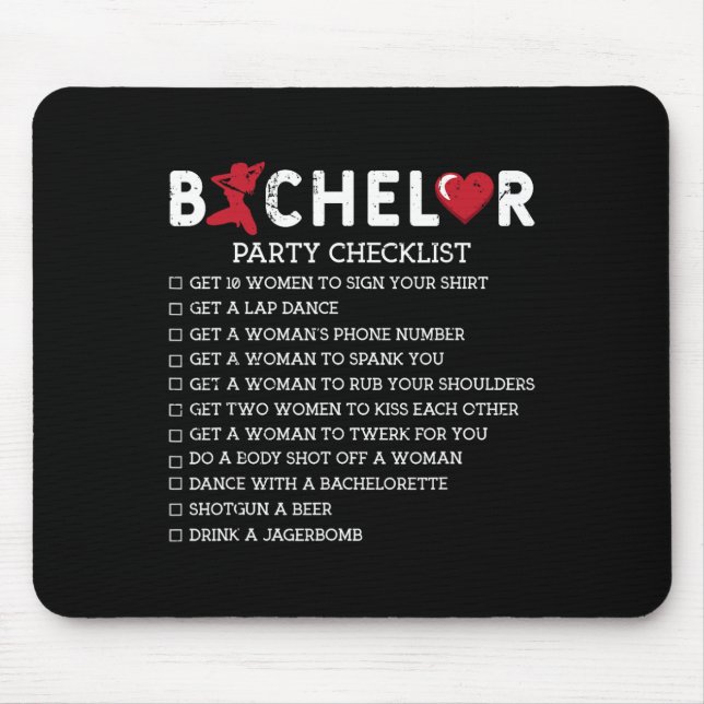 Bachelor Supplies Party Checklist Groom Groomsmen  Mouse Pad (Front)
