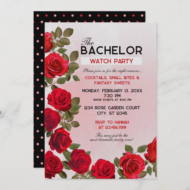 Bachelor Watch Party Invitation, Size: 5" x 7" Invitation (Front/Back)
