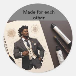 Bachelor wedding suit classic round sticker