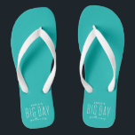 Bachelore party big day getaway teal destination thongs<br><div class="desc">It's a Big Day Getaway bachelorette party! And everyone needs matching accessories like these adorable personalised teal flip flops. Perfect for a girls weekend at the beach, a trip to Vegas, a wine weekend, a spa getaway and more destination celebrations, these coral pink sandals coordinate with the entire Lea Delaveris...</div>