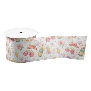 Bachelorette Bash – Watercolor Party Design Satin Ribbon