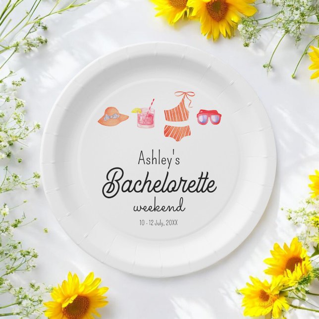 Bachelorette Beach Bikini Weekend  Paper Plate (Creator Uploaded)