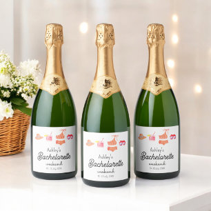 Bachelorette Beach Bikini Weekend Sparkling Wine Label